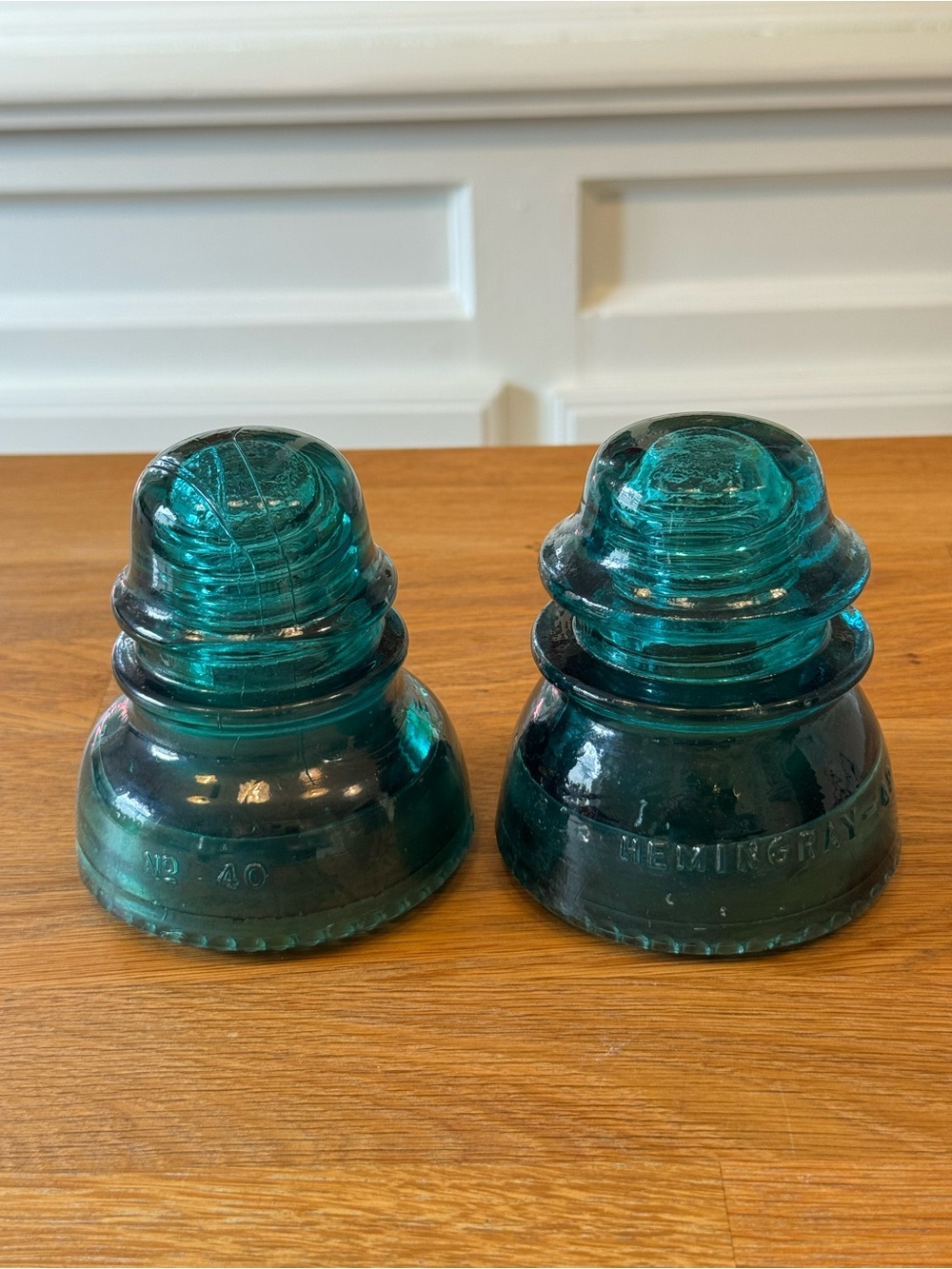 💎 Vintage Hemingray Blue Glass Insulators | Set of 2 Industrial Decor